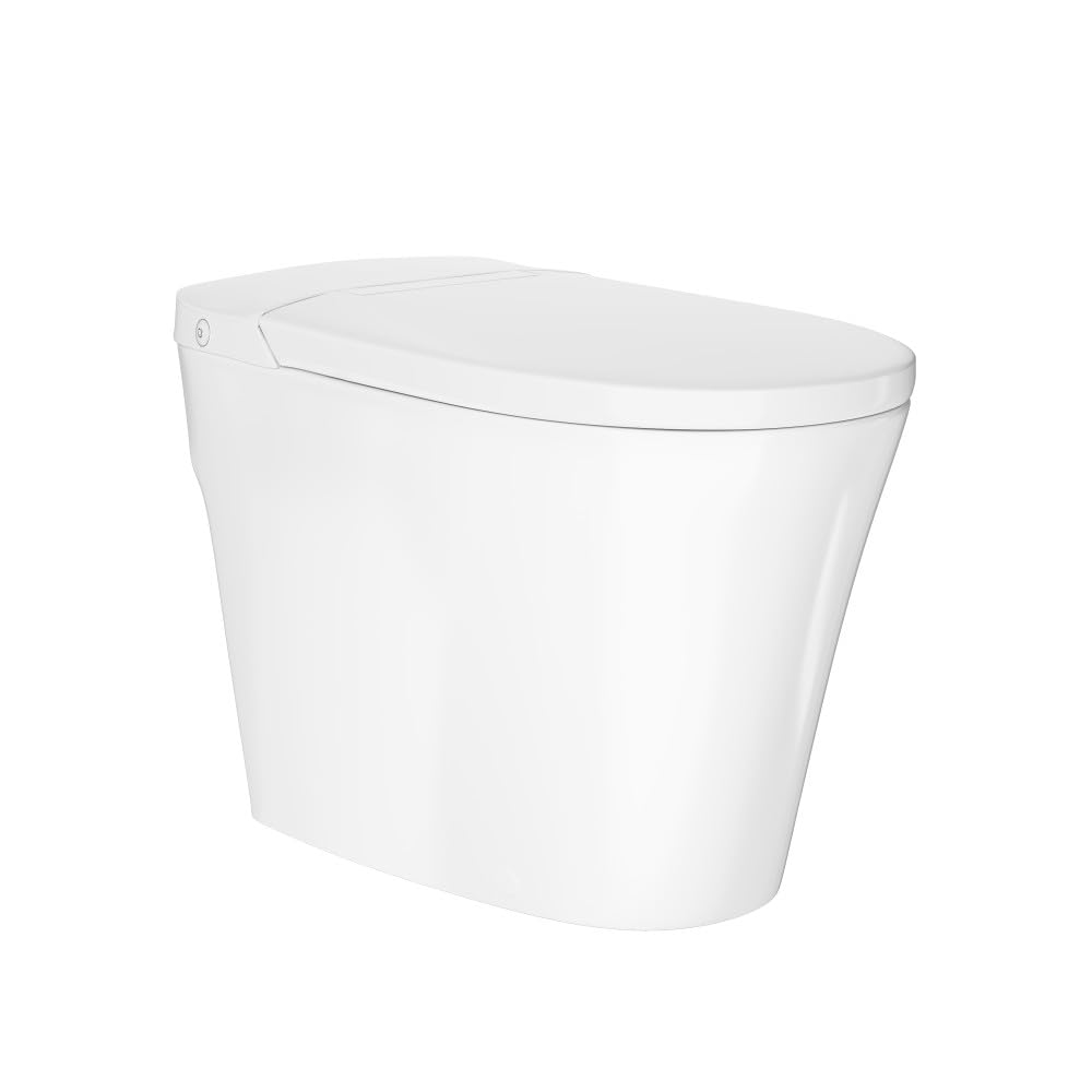 Swiss Madison Hugo H Power Flush Tankless Toilet 10" Rough-in 1 GPF Non-Electric ADA Toilet with Integrated Tank in Glossy White
