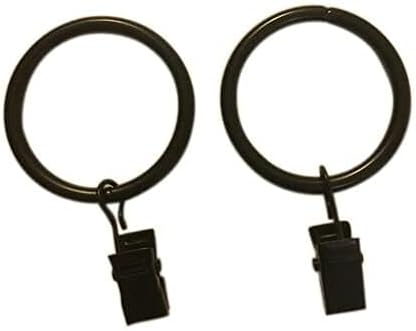 Skiennix Metal Curtain Rings - 1.5-Inch Set of 40 Black Clip Rings with Eyelets for Drapery