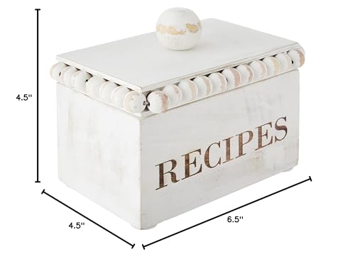 White Beaded Recipe Box