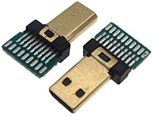MDFLY 19P Pack 2 Micro Mini HDMI Male Connector Plug Breakout Board Solder Pad