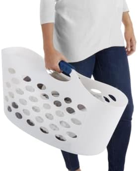 Rubbermaid Flexible Laundry Basket - 1.5 Bushel Capacity with Convenient Carrying Handles | White Storage Solution for Home & Garage