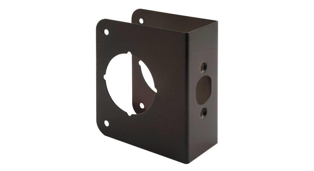 Prime-Line U 10745 Brass Lock and Door Reinforcement Plate for 1-3/4 In. Thick Doors, Bronze Finish (Single Pack)