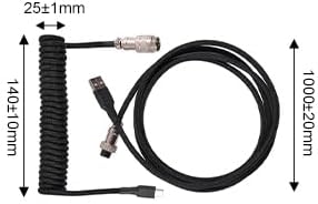 Generic 1.5M Coiled USB C Keyboard Cable for Gaming Keyboard, Double-Sleeved Mechanical Keyboard Cable with Detachable