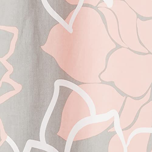 Madison Park Lola 100% Cotton Shower Curtain, Casual Large Floral Design, Modern Bathroom Decor, Machine Washable, Fabric Privacy Screen 72x72", Grey/Peach