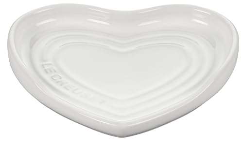 Le Creuset Stoneware Heart Shaped Spoon Rest, 5", White