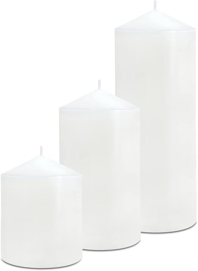 Pillar Candles 3 x 4, 6, and 8 inches, Large Handmade Candles Set of 3, Decorative Candles for Wedding, Home Decoration, Dinner, Church, Multiple Colors Available