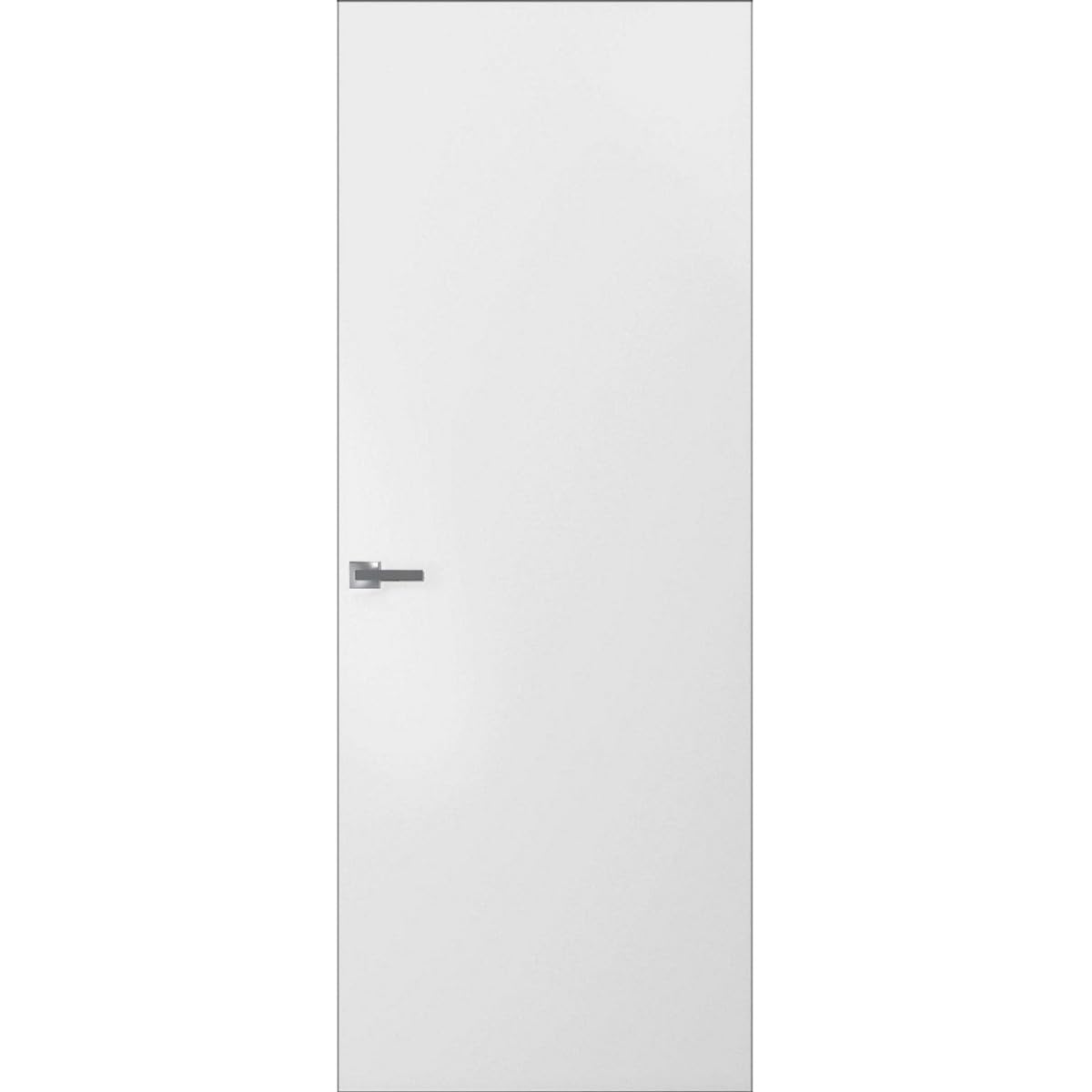 SARTODOORS Interior Invisible Solid Hidden Door with Handle | Planum 0010 Primed with Black Hidden Frame 32" x 80" Right-Hand Inswing | Concealed Hinges Lock Handle | Modern Wood Frameless Doors
