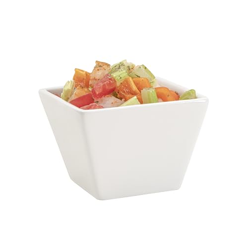 Restaurantware 6 Ounce Small Dessert Cups 10 Square Fondue Bowls - Oven Safe Chip Resistant White Porcelain Porcelain Dip Bowls Dishwasher Safe For Snacks Or Desserts