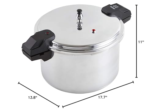 IMUSA USA A417-80807 16Qt Jumbo Stovetop Pressure Cooker with Regulator and Side Handles, Silver