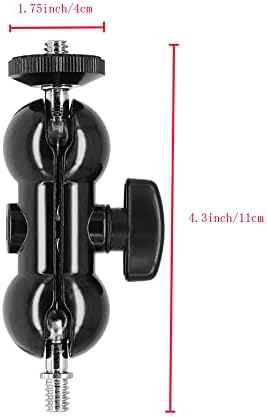 Walway 1/4" Cool Ballhead Multi-Function Double Ball Head with Cold Shoe Mount and Screw for DSLR