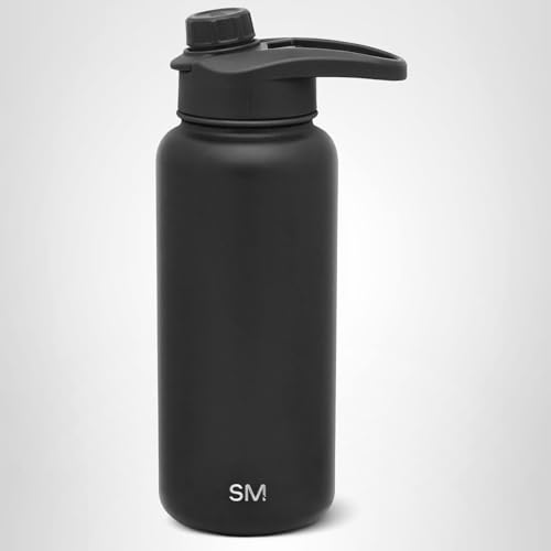 Simple Modern Water Bottle with Chug Lid Vacuum Insulated Stainless Steel Metal Thermos Bottles | Reusable Leak Proof BPA-Free Flask for Sports | Summit Collection | 32oz, Midnight Black