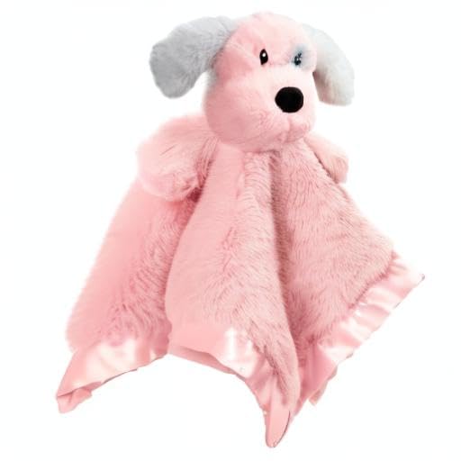 Skiennix Puppy Baby Security Blanket - Soft Plush Lovey Toy with Satin Backing | Pink 16 Inch