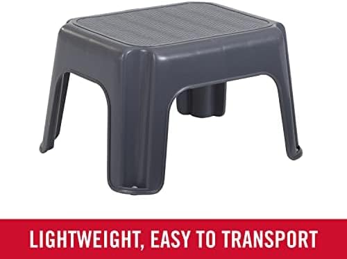 Rubbermaid One-Step Stool - Durable 7" Height Gray Step Stool Holds Up to 200 Pounds | Ideal for Kids, Bathroom, Home, Office, Garage