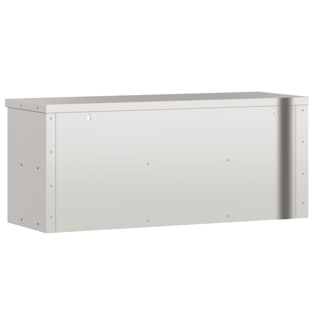 vidaXL Stainless Steel Wall-Mounted Kitchen Cabinet - Silver, 43.3""x15.7""x18.1"", Shelf Storage for Restaurants & Commercial Kitchens, 376445
