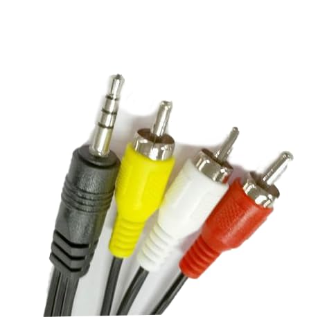 KKPOERT 3.5mm 1/8 inch 3 MP3 (5FT) Replacement to RCA Portable Video Camera AV Audio and Video Output Cable, TRRS