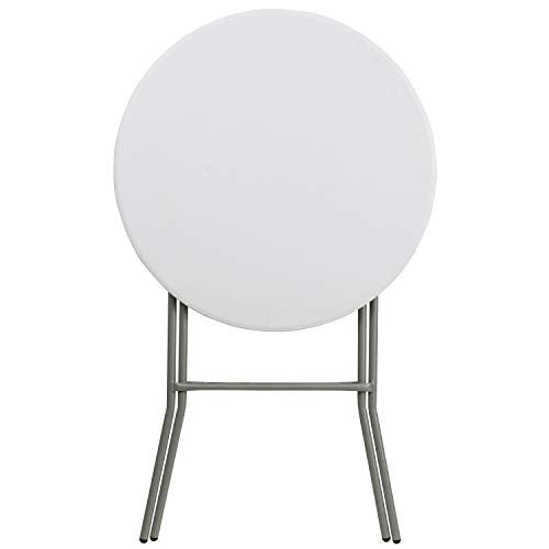 Flash Furniture Elon 32' Round Folding Bar Height Table for Parties and Commercial Events, Indoor/Outdoor Plastic Tall Round Table, White