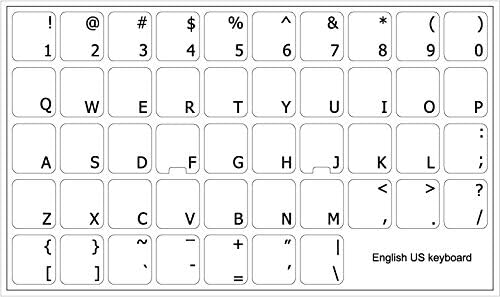 4Keyboard English US Clear Transparent Background Keyboard Stickers with Black Lettering