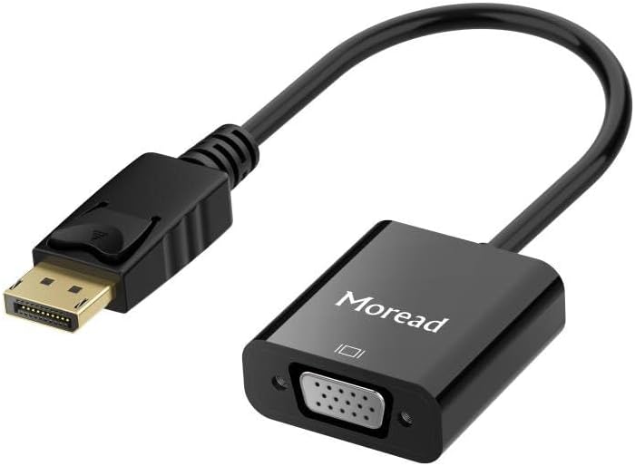Moread DisplayPort (DP) to VGA Adapter, Gold-Plated Display Port to VGA Adapter (Male to Female) Compatible