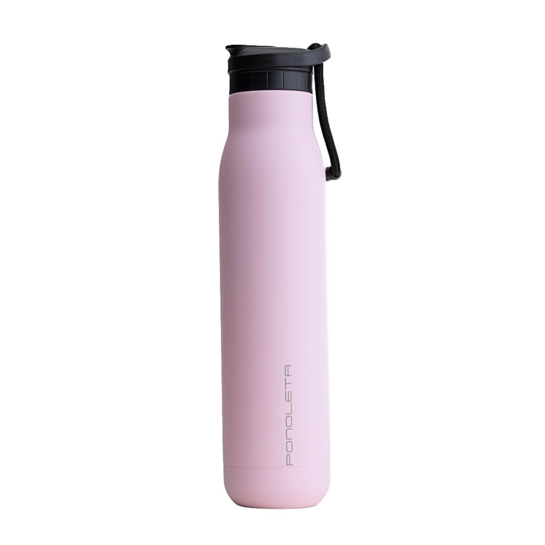 Ponoleta The Slim Bottle, Stainless Steel Water Bottle with Straw, Standard Mouth Water Bottle for Sports, Office and Travel, BPA-Free, Leak Proof