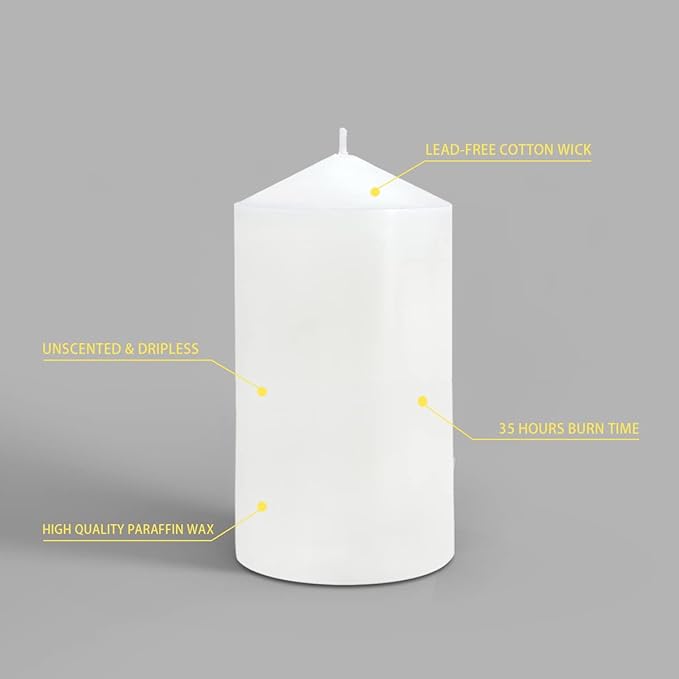 Pillar Candles 3 x 4, 6, and 8 inches, Large Handmade Candles Set of 3, Decorative Candles for Wedding, Home Decoration, Dinner, Church, Multiple Colors Available