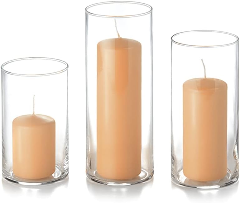 yummi Set of 36 Slim Pillars and Cylinder Vases - Caramel