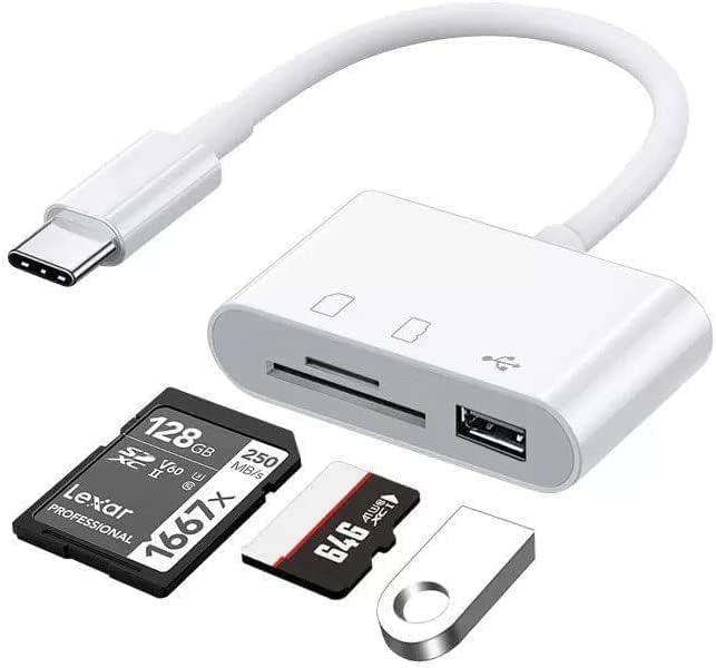 BUBUCAM 3-in-1 USB C SD Card Reader, USB C to Micro SD TF Memory Card Reader, USB Camera Card Reader Adapter