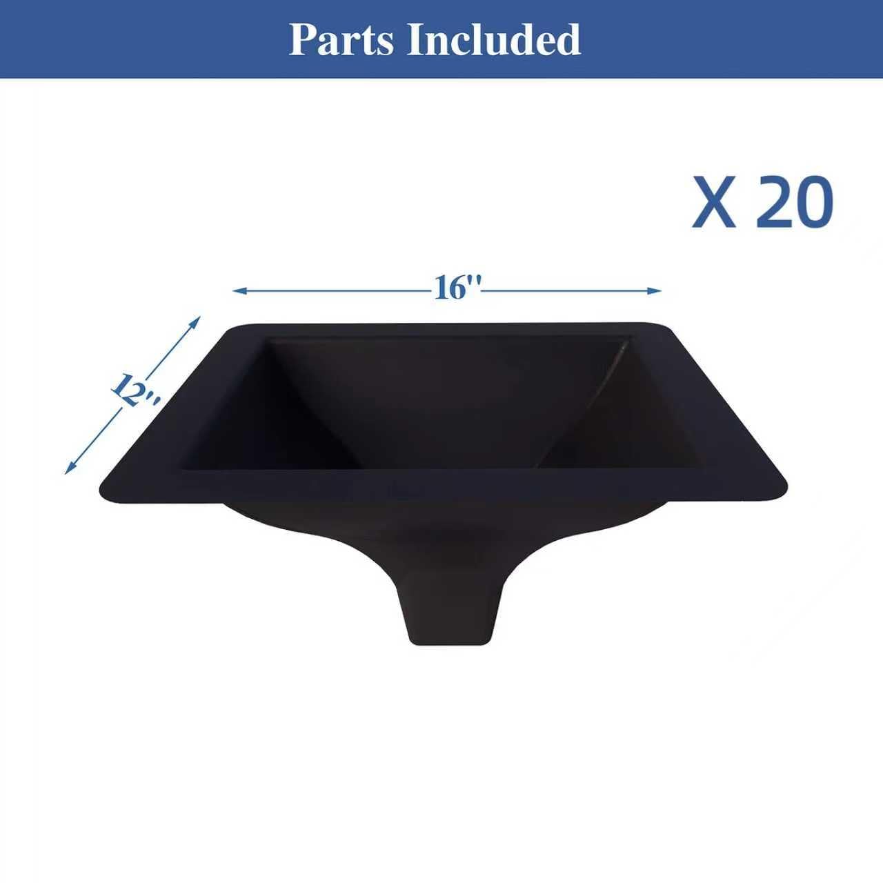 Emayuu 20PCS Black Downspouts for Under Deck Drainage System, PE Deck Downspouts Use for 12"&16" Joist Spacing