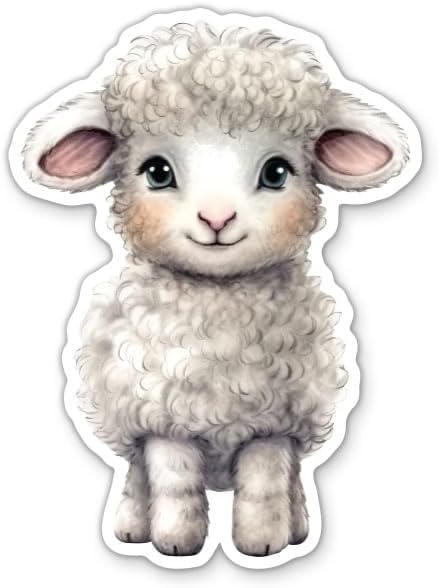 Sticker Mine 3" Cute Lamb Sticker - Laptop Sticker - Waterproof Vinyl for Car, Phone, Water Bottle - Baby Sheep Farm