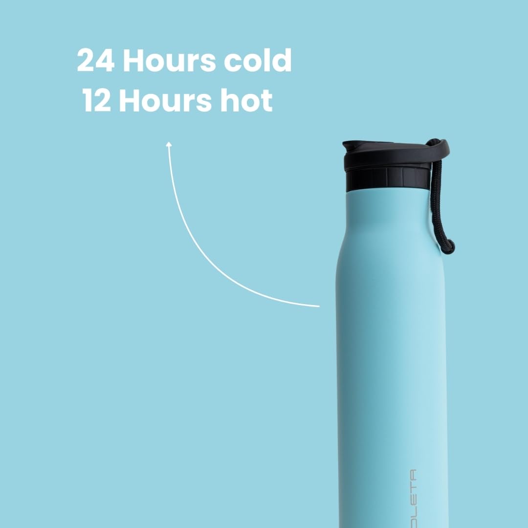 Ponoleta The Slim Bottle, Stainless Steel Water Bottle with Straw, Standard Mouth Water Bottle for Sports, Office and Travel, BPA-Free, Leak Proof