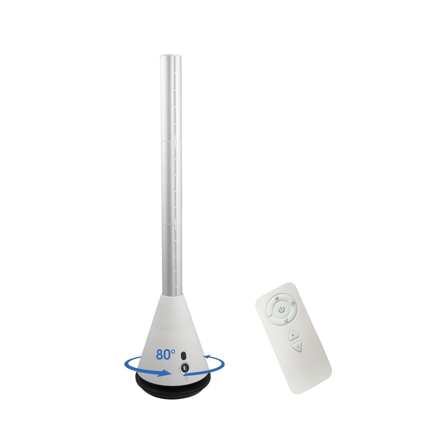 HINEIBER Bladeless Tower Fan with 9 Speeds, 80° Wide Oscillating Cooling Fan, Electric Standing Floor Fan with 8H Timer, Space-Saving Design for Bedroom Office