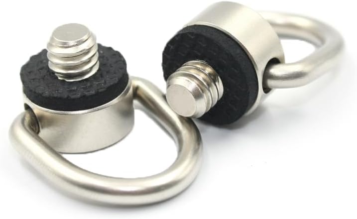 LannuMet 2 Pack 1/4"-20 D Ring Screw Hinged Holder Camera Fixing Screw with Rubber Padded for Tripod DSLR Cameras