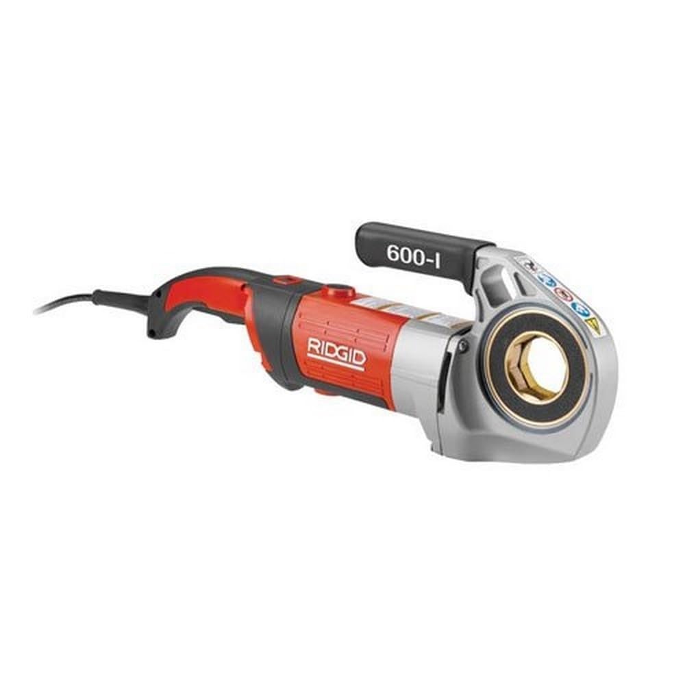 RIDGID 44913 600-I Handheld Power Drive Pipe Threading Machine with Carrying Case and Dual V-Jaw Support, 1/8" to 1-1/4" Pipe Capacity