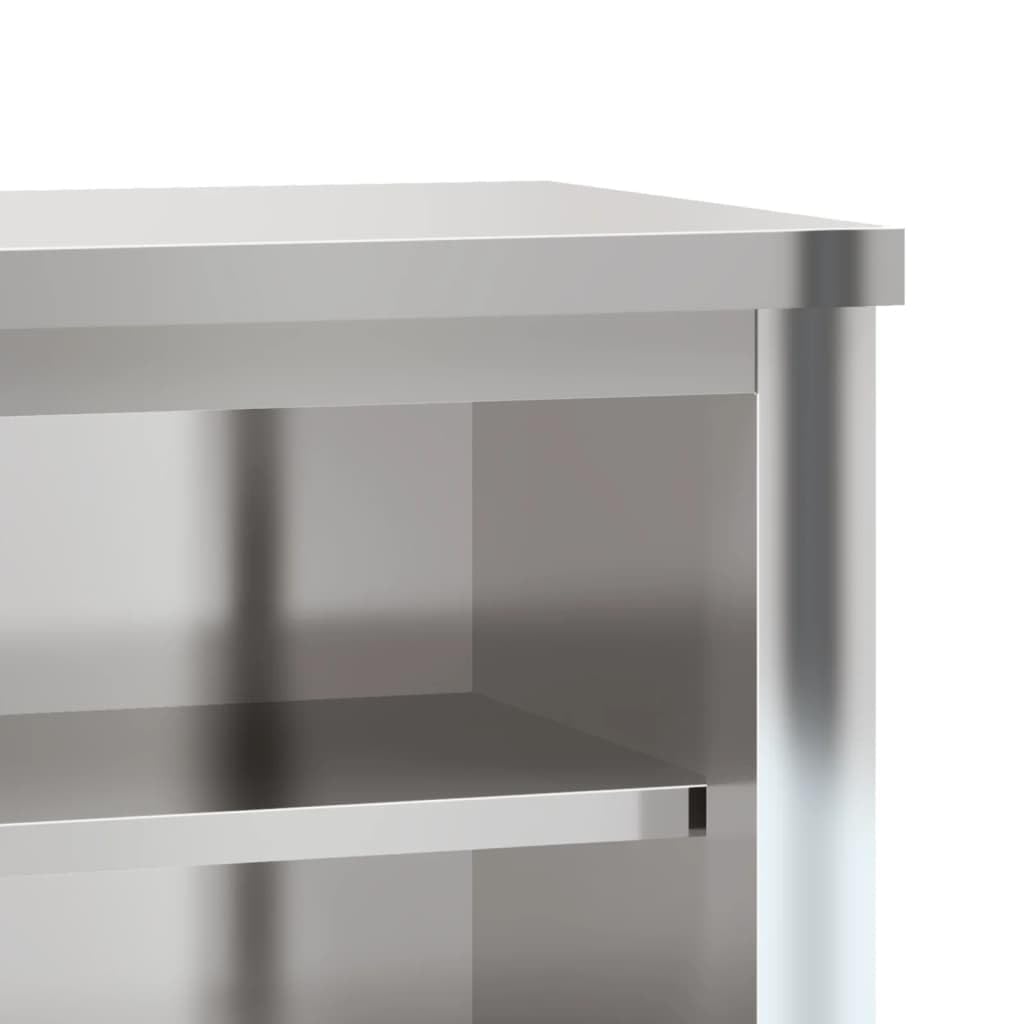 vidaXL Stainless Steel Wall-Mounted Kitchen Cabinet - Silver, 43.3""x15.7""x18.1"", Shelf Storage for Restaurants & Commercial Kitchens, 376445