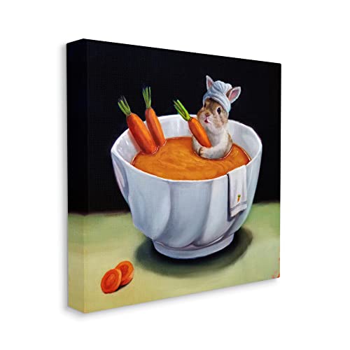 Stupell Industries Bunny Rabbit Carrot Vegetable Soup Bath Animal Portrait Canvas Wall Art, Design by Lucia Heffernan