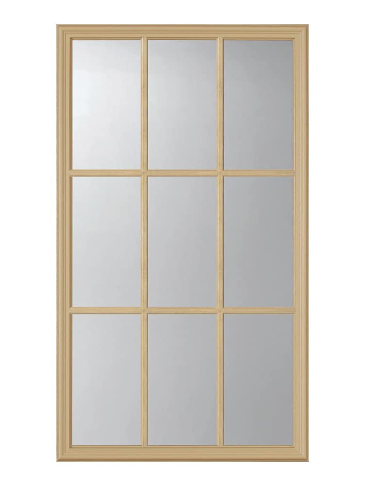 ODL Entry Door Glass Replacement for Home Improvement - 24" x 38" Exterior or Front Door Inserts Glass Kit with Energy Efficient Low-E Double Pane Tempered Clear Glass - Tan Frame in 9 Grid Pattern