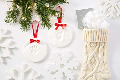 Pearhead Babyprints Baby's First Handprint or Footprint Ornament Kit, Easy No-Bake DIY Clay Impression Kit, Christmas Baby Gift, Baby Keepsake Ornament, Pack of 2