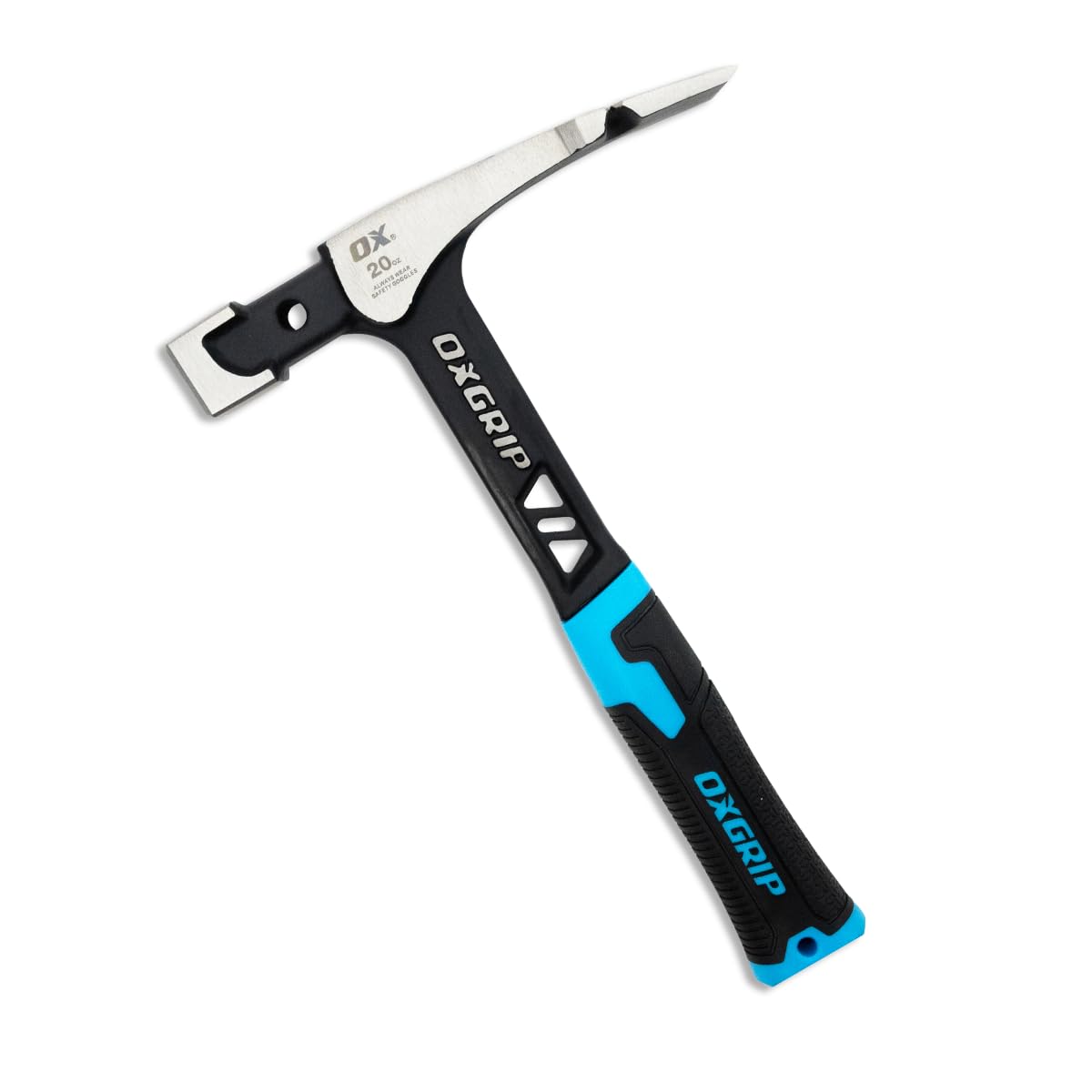 OX Pro 20-Ounce Ultrastrike Brick Hammer Robust Striking Power, Vibration Dampening Bridged Neck, Ultimate Durability with One Piece Steel Handle, Ergonomic Non-Slip Grip, and Enhanced Safety Features