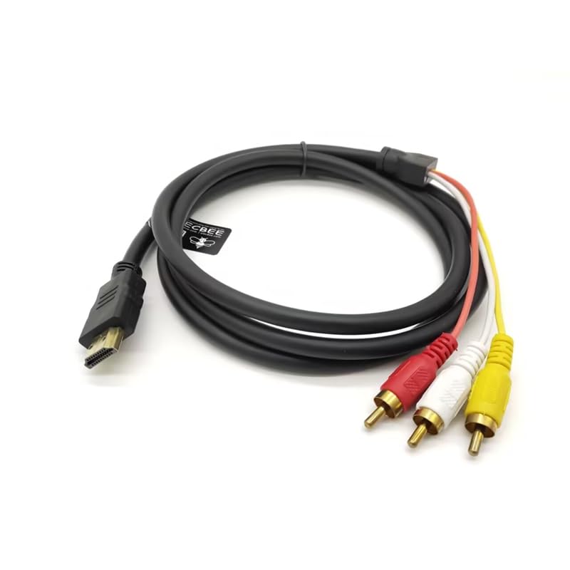 3 1.5M/5ft, 1080P HDMI to RCA AV Cable, HDMI Male to RCA AV Video Audio Cable Connectors Video Audio Adapter
