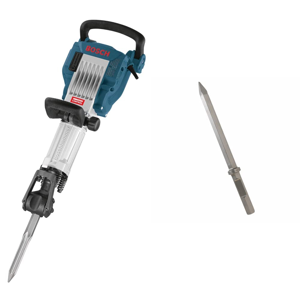 Bosch 11335K 35-Pound 1-1/8-Inch Jack Hammer Kit, Blue&BOSCH HS2161 20 In. Moil Point 1-1/8 In. Hex Hammer Steel