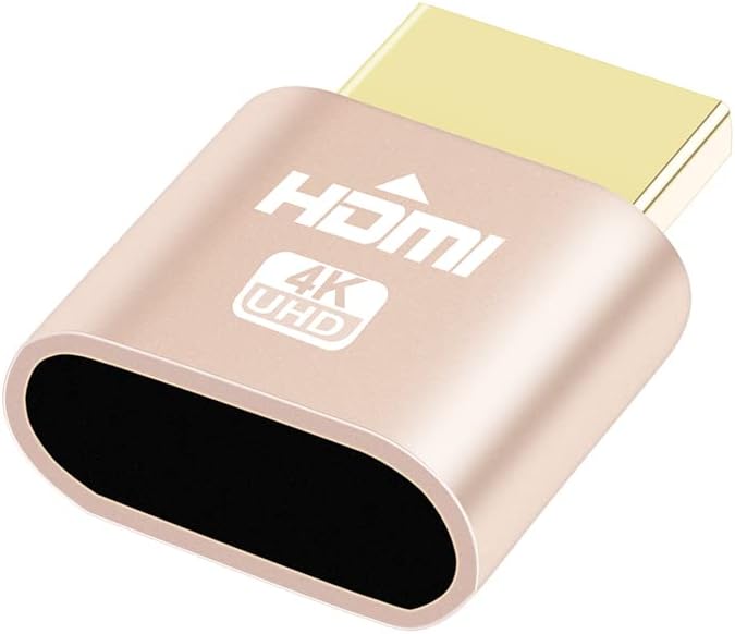 DTECH 4K Dummy 4kx2k 2160P 1080p 1 Pack) HDMI Plug Display Emulator Headless Ghost Adapter Compatible with Windows Mac