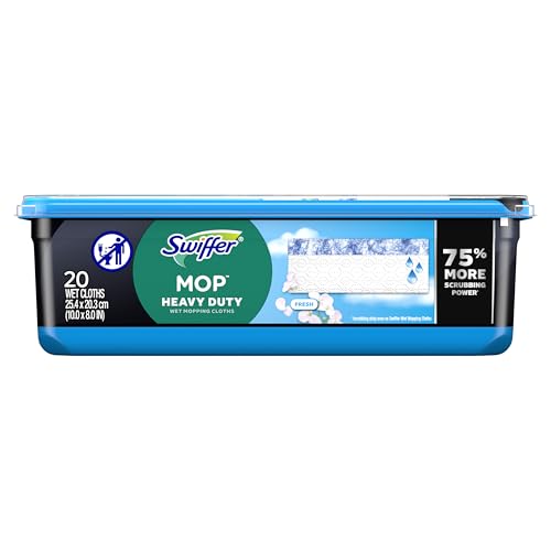 Swiffer Heavy Duty Mop Wet Multi-Surface Cloth Refills for Floor Mopping and Cleaning, Outdoor Window Fresh Scent, 20 count