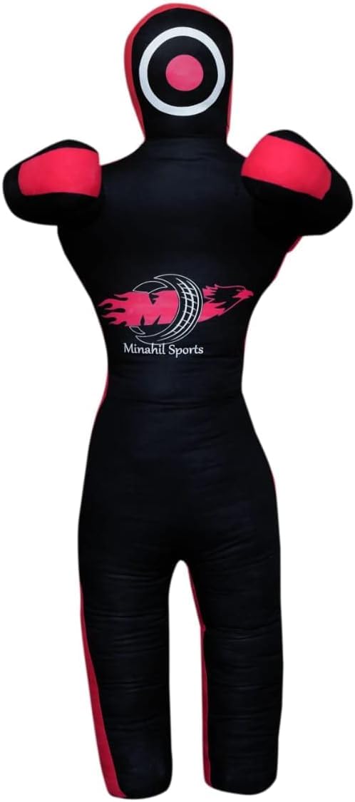 Minahil Sports MMA Martial Arts Grappling Canvas Standing and Hanging Dummy Open Hands, Punching Bag Submission, Judo Karate, Boxing, Jiu Jitsu (Unfilled Standing, 6 Ft)