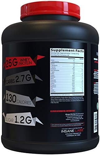 Insane Labz Insane Whey,100% Muscle Building Whey Protein, Post Workout, BCAA Amino Profile, Mass Gainer, Meal Replacement, 5lbs, 60 Srvgs, (Strawberries & Cream)