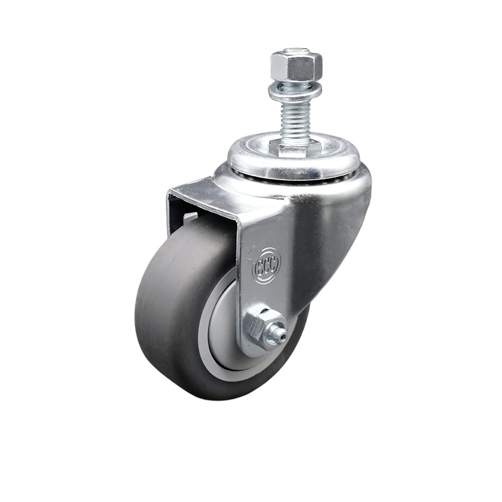 3" Swivel Caster with 1/2" Threaded Stem and Thermoplastic Rubber Wheel - 210 lbs. Capacity - Service Caster Brand