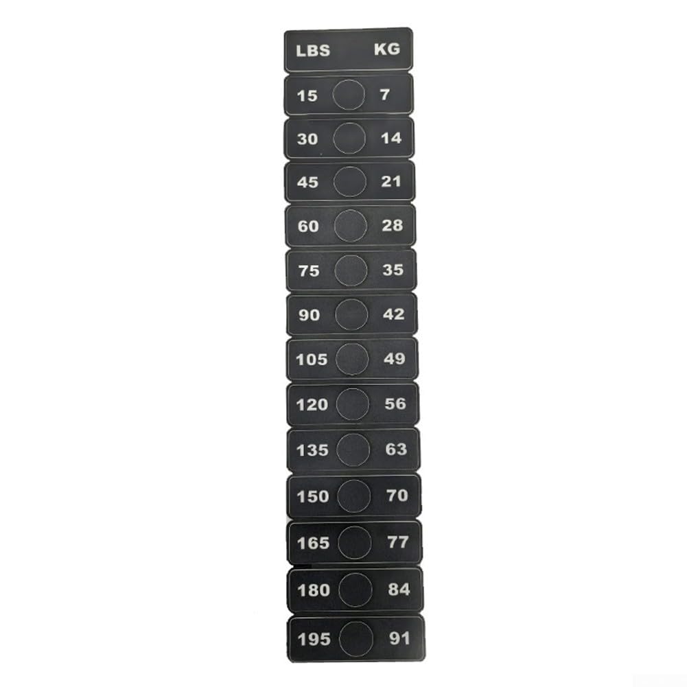 Gym Weight Stack Number Stickers for Fitness Equipment PP Plastic Labels for 15-195 lbs Training Weights Clear Marking for Quick Identification
