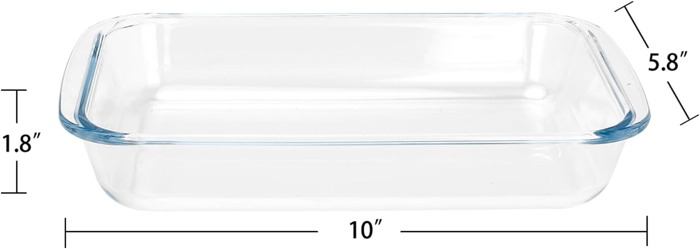 Regine Switzerland 1-Quart Tempered Glass Baking Dishes - Personal Sized Oblong Cookware (2 Pack)