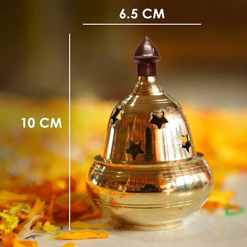 Craftsman Brass Akhand Diya 4 Inch Decorative Oil Lamp Small Golden Pooja Deepak Tea Light Holder Indian Gift Item