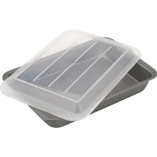 GoodCook Nonstick Steel Oblong Pan with Lid - 9" x 13" | Durable Gray Kitchen Essential