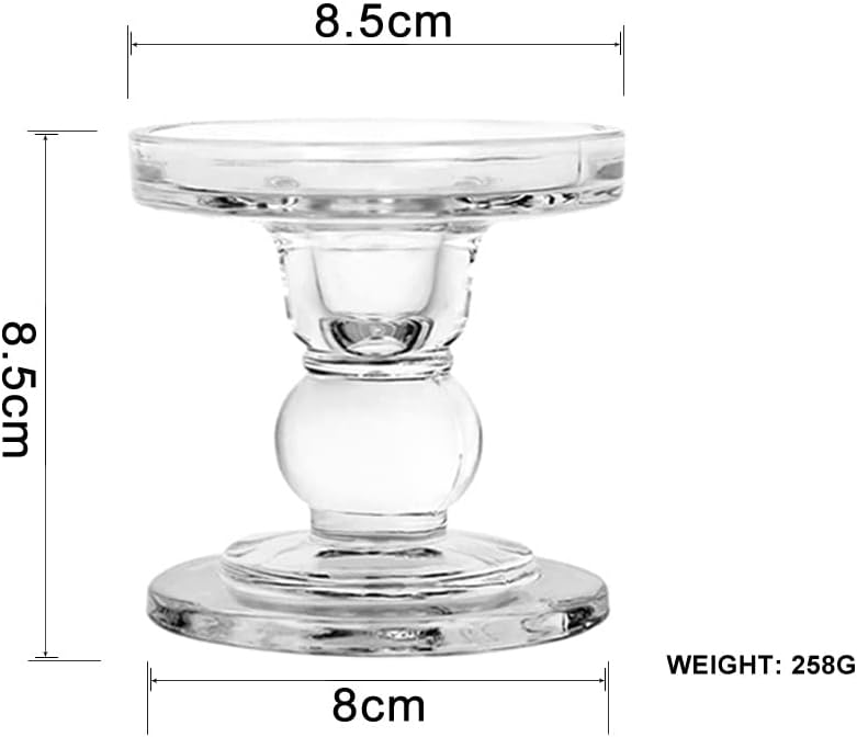 Skiennix Glass Candlestick Set - Elegant Crystal Holders for Weddings & Home Decor | 6 Pieces, Clear