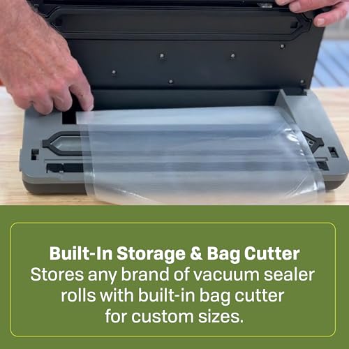 Nesco Preserve Plus Vacuum Sealer | Dry & Moist Modes | Built-in Bag Cutter & Roll Storage | 11.8" Seal Width | Includes 2 Rolls